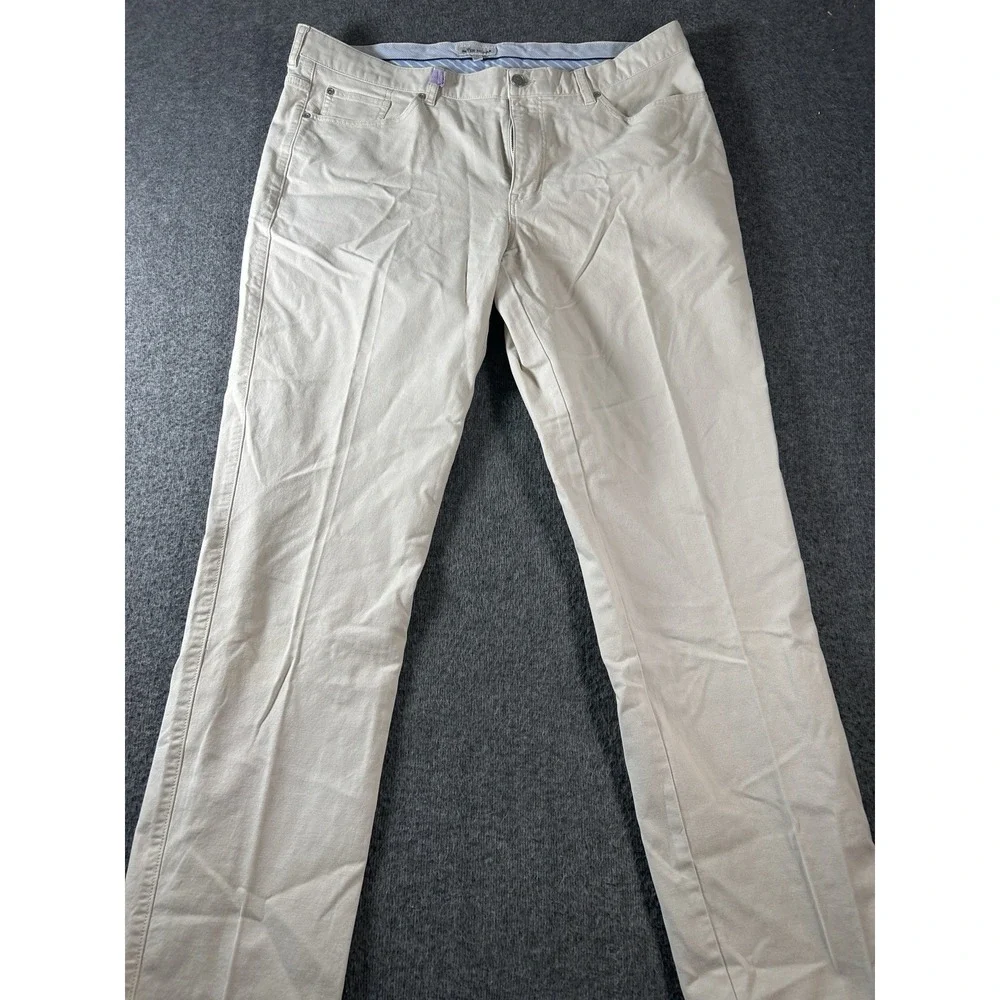 Peter Millar Crown Vintage Canvas Pants Men 38x31 Tan‎ 5-Pocket Stretch MF18B86